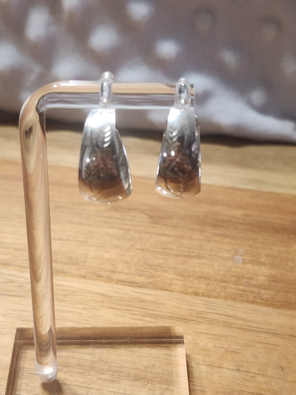 Silver-Tone Engraved Teardrop Hoop Earrings - Women Jewelry